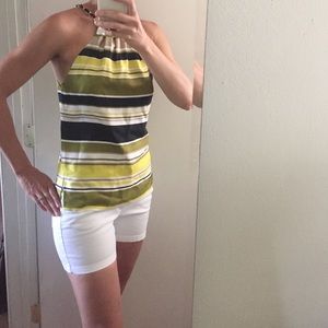 Milly Silk Blouse with Gold Chain & Ribbon Tie